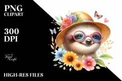 Colorful Baby Sloth Sunglasses | Sublimation | Clipart Product Image 1