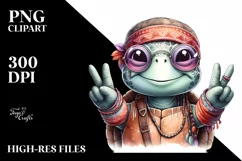 Funny Turtle Victory Sign Portrait | Clipart Product Image 3