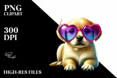 Colorful Puppy with Heart PNG Product Image 2