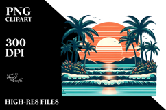 Retro Tropical Beach Sunset Clipart | Sublimation Clipart Product Image 2
