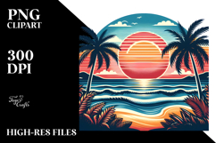 Retro Tropical Beach Sunset Clipart | Sublimation Clipart Product Image 2