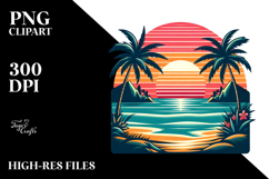 Retro Tropical Beach Sunset Clipart | Sublimation Clipart Product Image 2