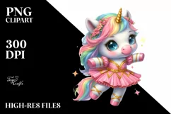 colorful Unicorn with Hambo Dancer's Attire PNG Product Image 1