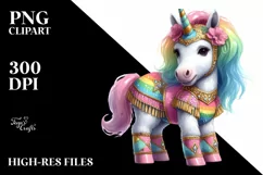 colorful Unicorn with Hambo Dancer's Attire PNG Product Image 1