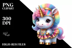 colorful Unicorn with Hambo Dancer's Attire PNG Product Image 1