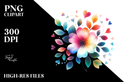 Colorful Simple Flower with Heart Petals PNG Product Image 2