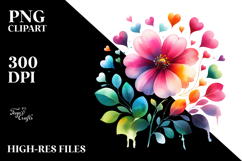 Colorful Digital Flower with Heart Petals, Transparent PNG Product Image 2