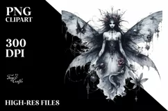 Gothic Fairy | Detailed Watercolor | Mysterious Product Image 1