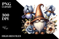 Cute GNOME with Iris Floral PNG Product Image 2