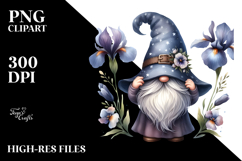 Cute GNOME with Iris Floral PNG Product Image 2