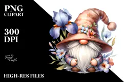 Adorable GNOME with Floral Ornament, PNG Product Image 2