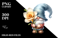 Cute GNOME with Freesia PNG Product Image 2