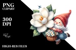 Adorable Gnome with Gardenia, PNG Product Image 2