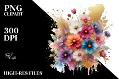 Abstract Vibrant Bouquet with Gold Foil | Clipart Product Image 1