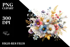Colorful Wild Flowers with Gold PNG Product Image 2