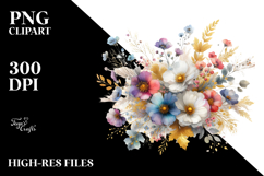 Colorful Wild Flowers with Gold PNG Product Image 2