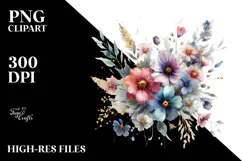 Colorful Wild Flowers with Gold PNG Product Image 2
