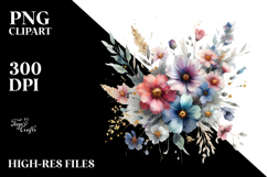 Colorful Wild Flowers with Gold PNG Product Image 2
