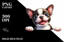 Enthusiastic Watercolor Funny Boston Terrier Clipart Product Image 1