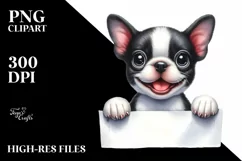 Cute Baby Boston Terrier Watercolor Funny | White Paper Product Image 1