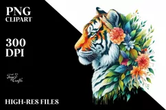 Vibrant Watercolor Tiger, Transparent PNG Product Image 1