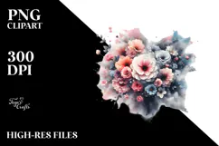 Cute Flower with Butterfly Silhouettes PNG Product Image 2