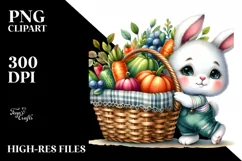 Baby Bunny with Autumn Vegetables | Sublimation | Clipart Product Image 3