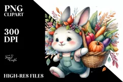 Baby Bunny with Autumn Vegetables | Sublimation | Clipart Product Image 3