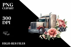 Patriotic Semi Truck Flower Clipart Product Image 1