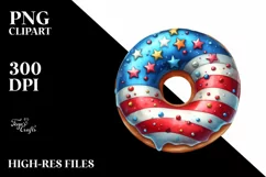 Vintage Donut USA Flag Colors Clipart Product Image 3