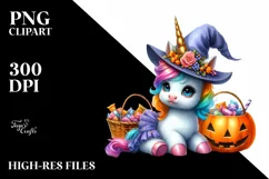 Cute Baby Unicorn Halloween Scenery | Sublimation | Clipart Product Image 1