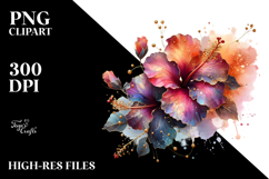 Shiny Hibiscus with Gold | Sublimation | Clipart Product Image 2