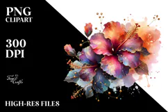 Shiny Hibiscus with Gold | Sublimation | Clipart Product Image 2