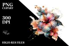 Shiny Hibiscus with Gold | Sublimation | Clipart Product Image 2
