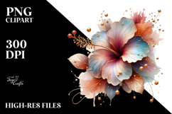 Shiny Hibiscus with Gold | Sublimation | Clipart Product Image 2