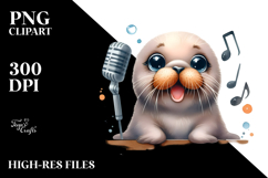 cute Baby Walrus Singer PNG Product Image 2