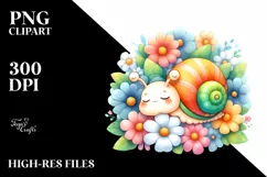 Colorful Sleeping Baby Snail Watercolor Product Image 1