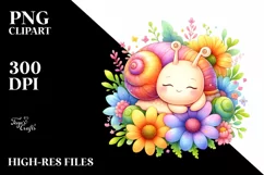 Colorful Sleeping Baby Snail Watercolor Product Image 1