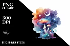 Colorful Watercolor Mushroom Clipart Product Image 1