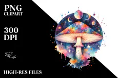 Colorful Watercolor Magical Mushroom Clipart Product Image 2