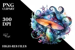 Colorful Watercolor Magical Mushroom Clipart Product Image 3