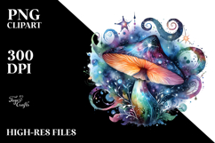 Colorful Watercolor Magical Mushroom Clipart Product Image 2