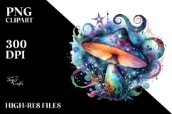 Colorful Watercolor Magical Mushroom Clipart Product Image 2