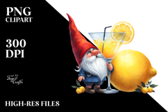 Whimsical Watercolor Painting with Gnome Drinking a Cocktail Product Image 2