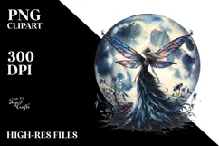 Gothic Fairy on the Moon PNG Product Image 2