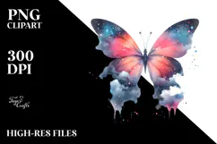 Cute Butterfly with Butterfly Silhouettes PNG Product Image 2