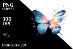 Butterfly Silhouettes, Watercolor PNG Product Image 2