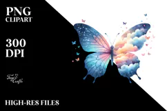 Butterfly Silhouettes, Watercolor PNG Product Image 2