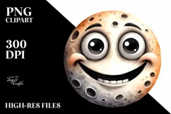 Funny Watercolor Haloween Moon Clipart with Smile Product Image 3
