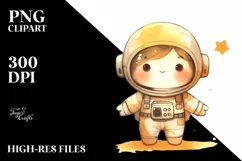Whimsical Flower Astronaut Girl Clipart Product Image 3